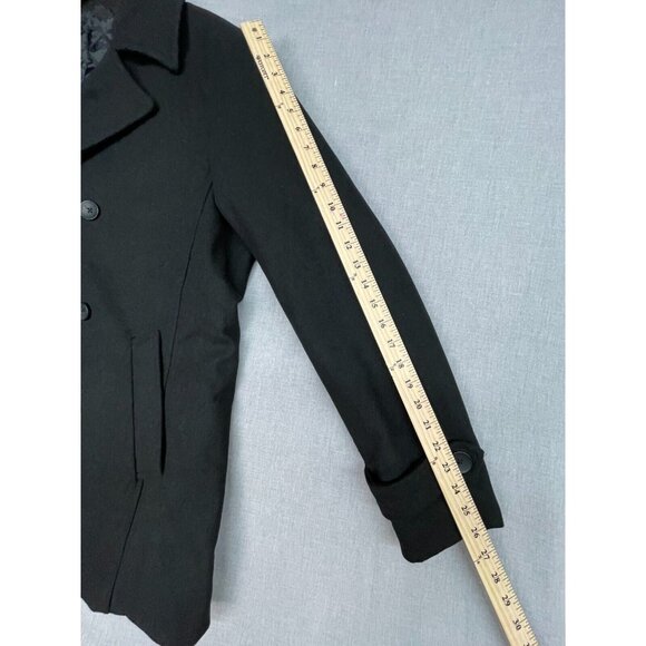 Women's Double Button Wool / Polyester Jacket in Black, Size Medium - Picture 4 of 6